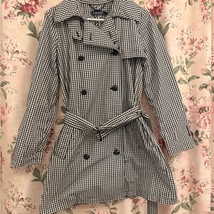 Ralph Lauren Black and White Gingham Trench/Rain Coat